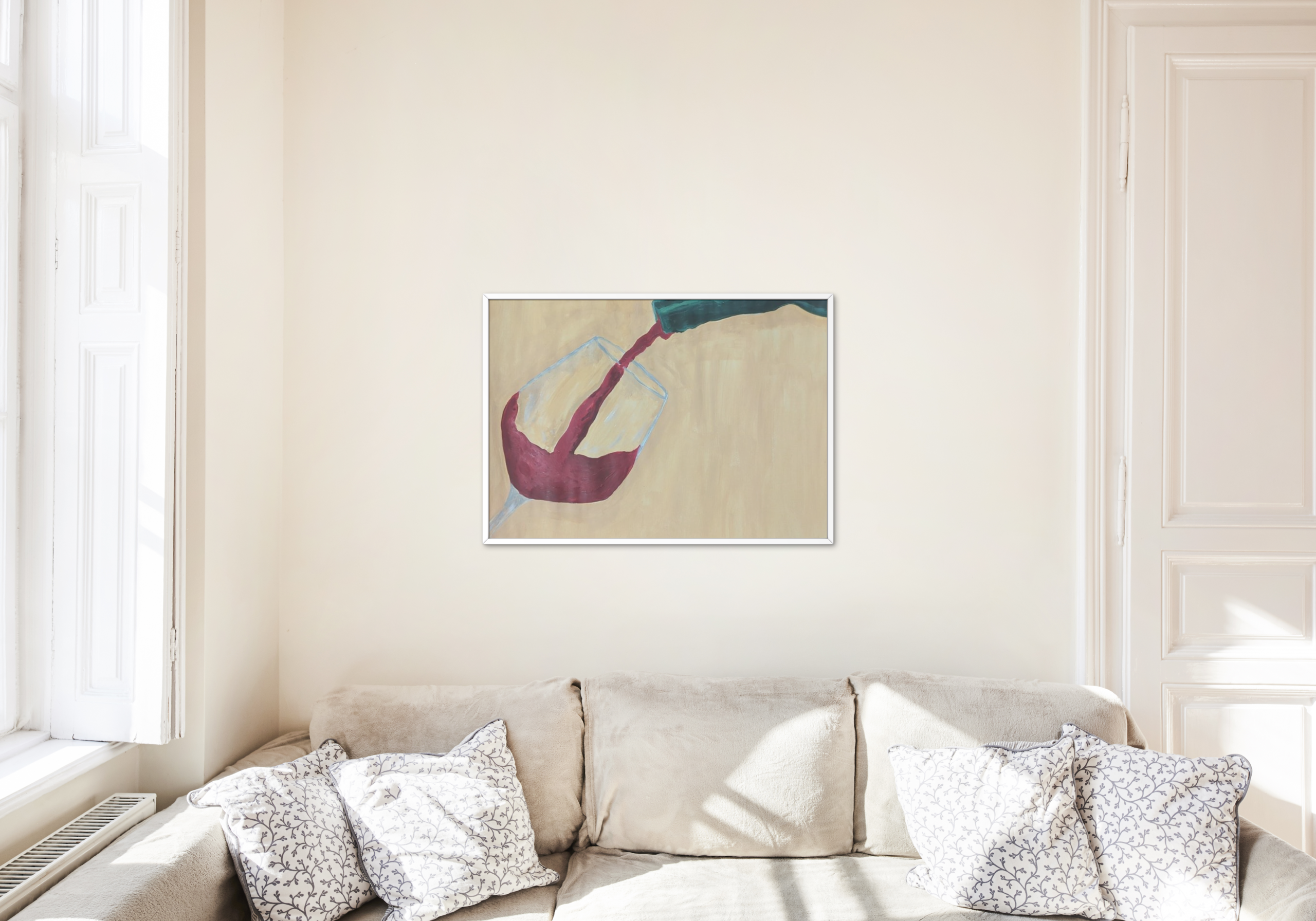 Suurem maal diivani/voodi kohal.